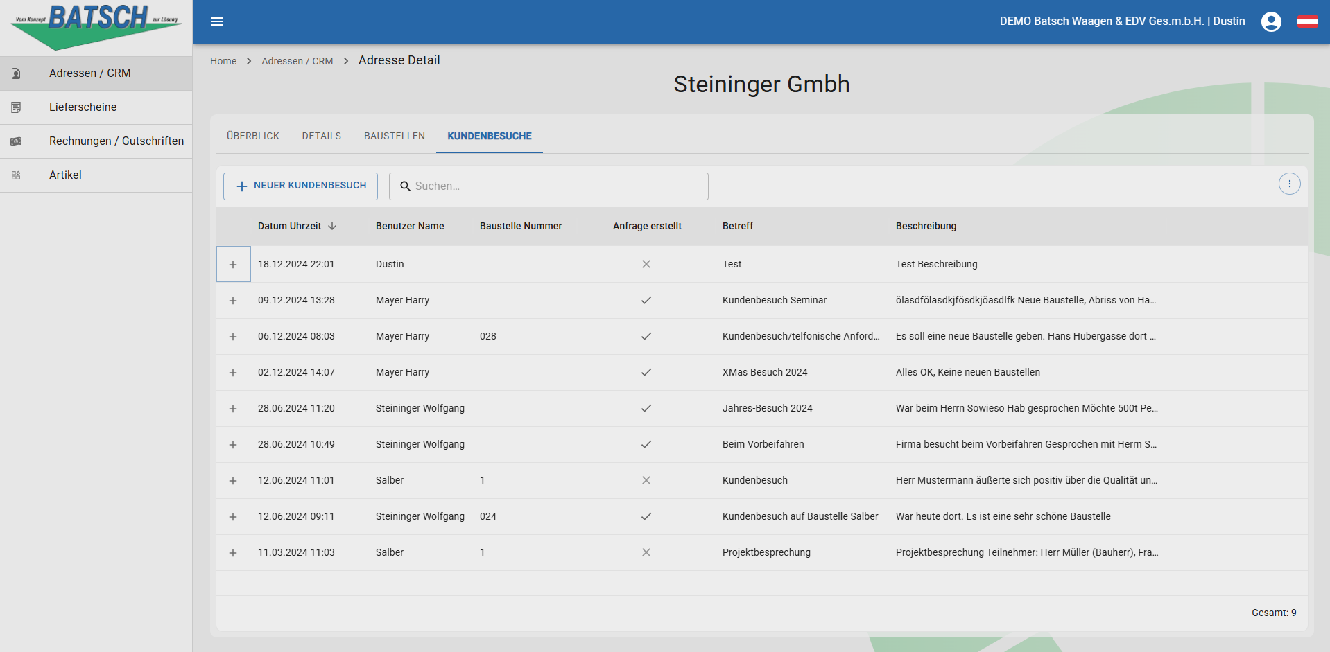WebButler Adressen Kundenbesuche