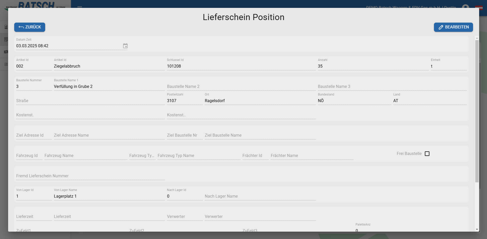 WebButler Lieferschein Position